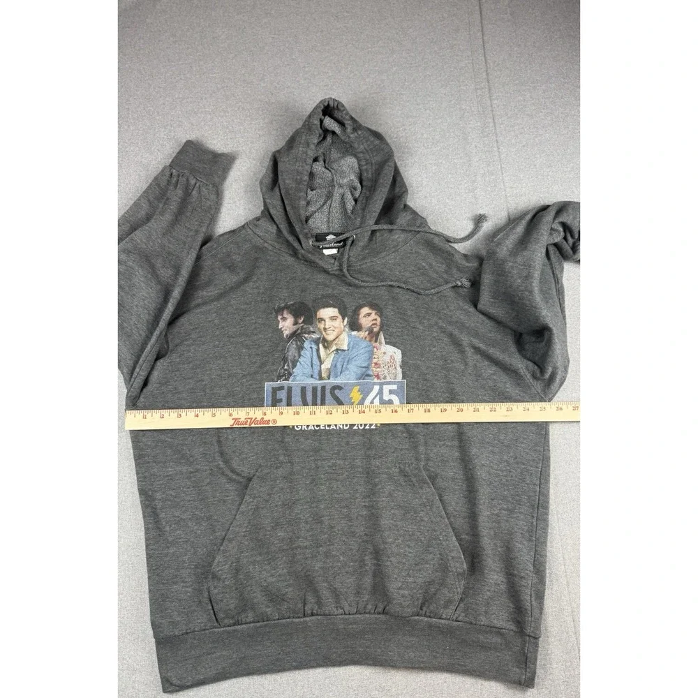 Elvis Presley Graceland 2022 Elvis 45 Hoodie Mens XL Gray Graphic Pullover